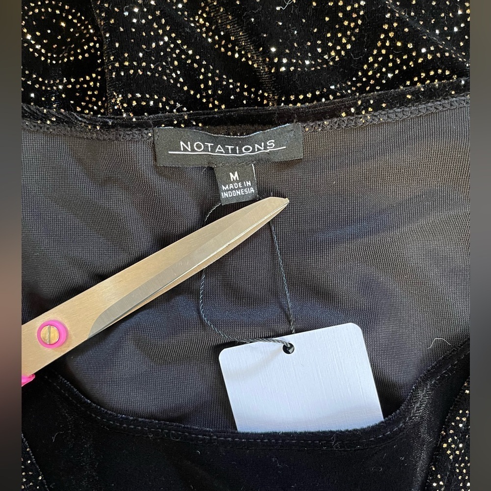Y2K Notations velvet top faux cardigan set Black & Gold sparkle Medium (M) - Picture 2 of 14